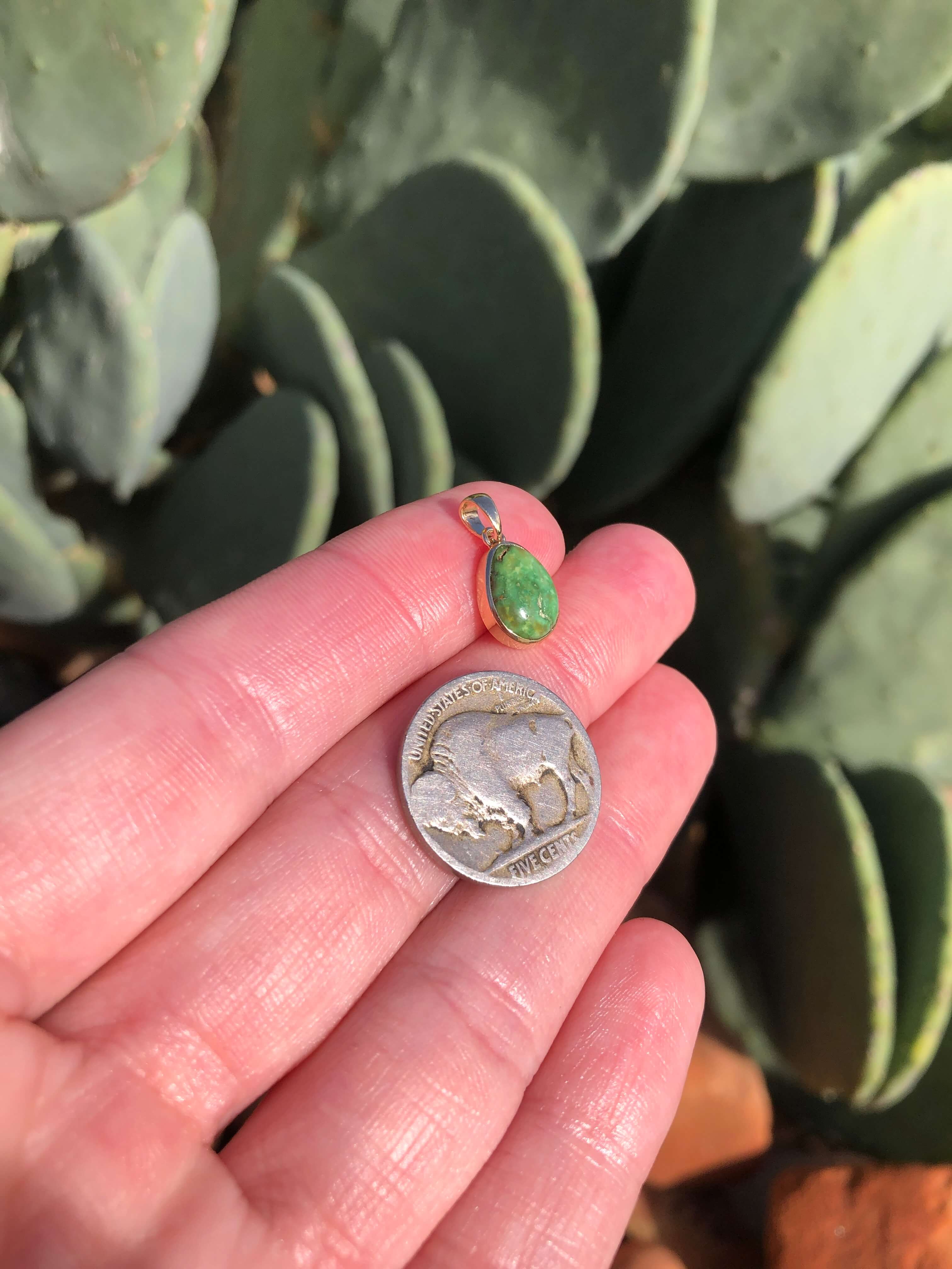 The Nordic 14k and Turquoise Pendant, 15-Pendants-Calli Co., Turquoise and Silver Jewelry, Native American Handmade, Zuni Tribe, Navajo Tribe, Brock Texas