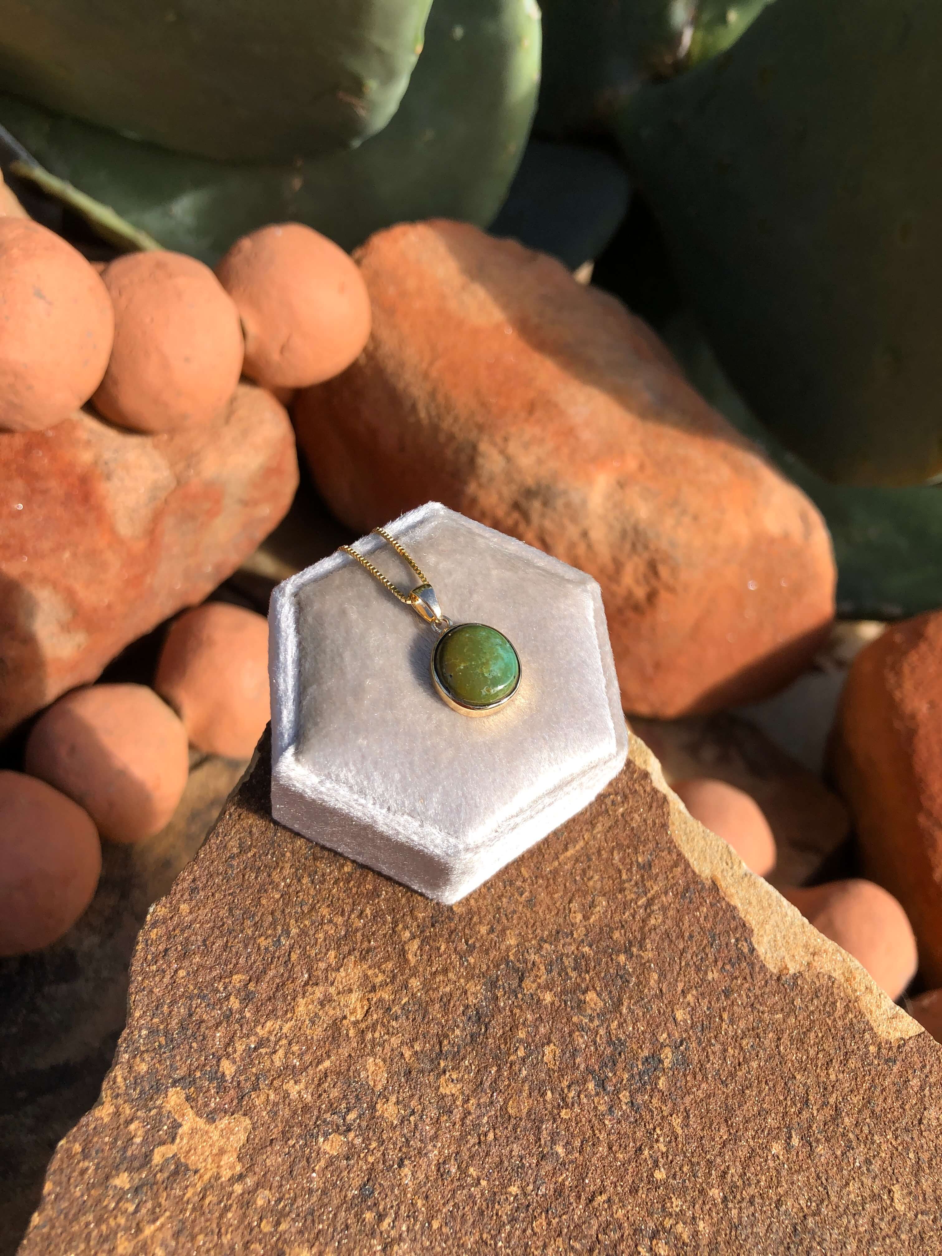 The Nordic 14k and Turquoise Pendant, 16-Pendants-Calli Co., Turquoise and Silver Jewelry, Native American Handmade, Zuni Tribe, Navajo Tribe, Brock Texas