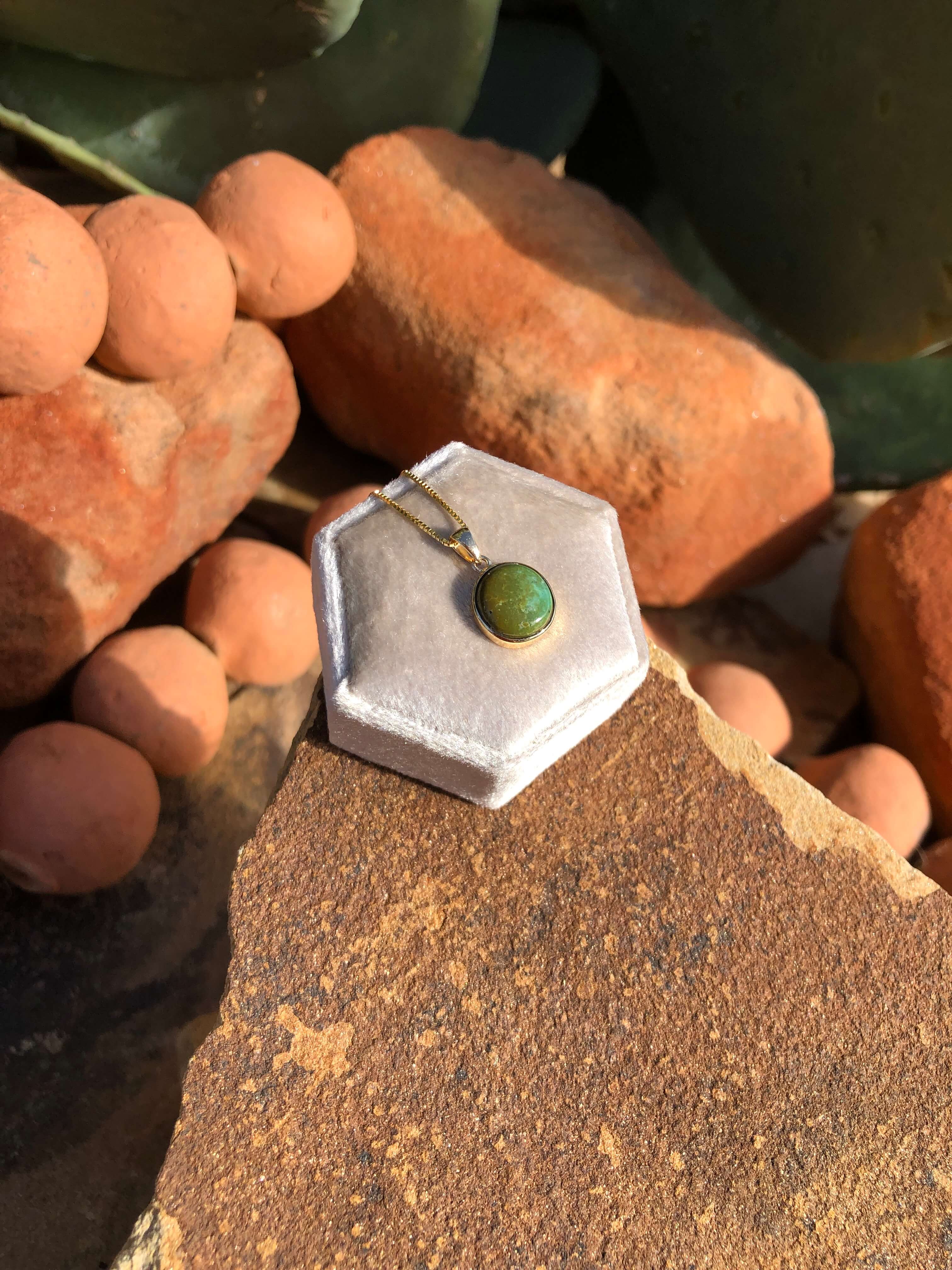 The Nordic 14k and Turquoise Pendant, 16-Pendants-Calli Co., Turquoise and Silver Jewelry, Native American Handmade, Zuni Tribe, Navajo Tribe, Brock Texas