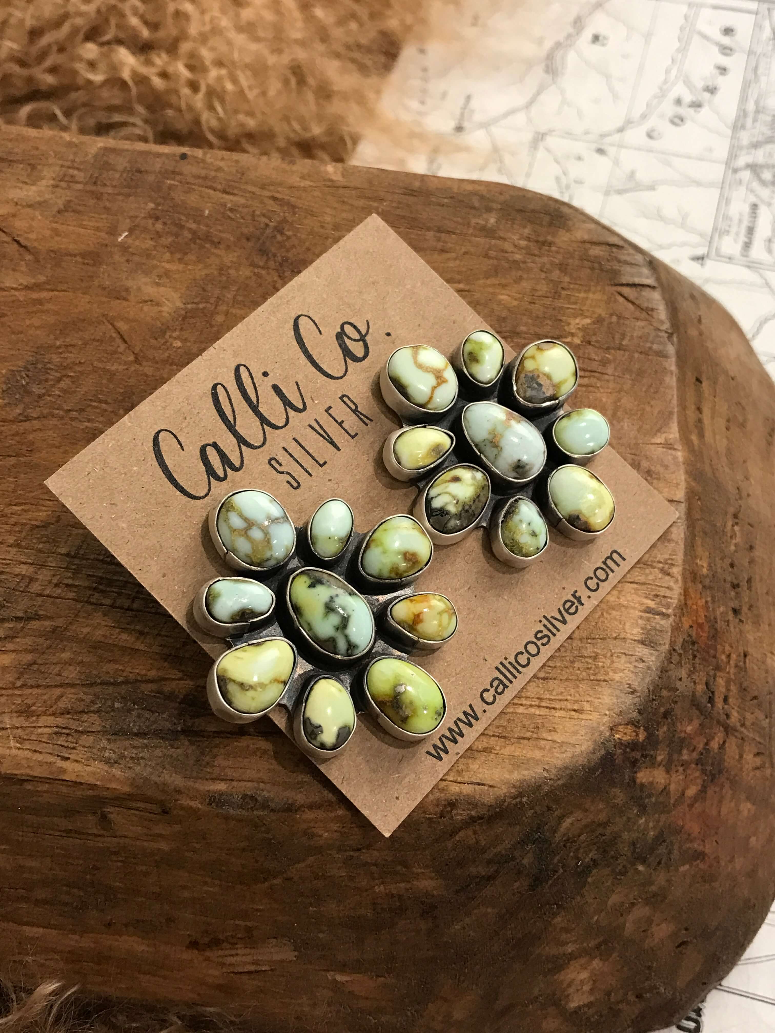 The Knox Cluster Earrings-Earrings-Calli Co., Turquoise and Silver Jewelry, Native American Handmade, Zuni Tribe, Navajo Tribe, Brock Texas