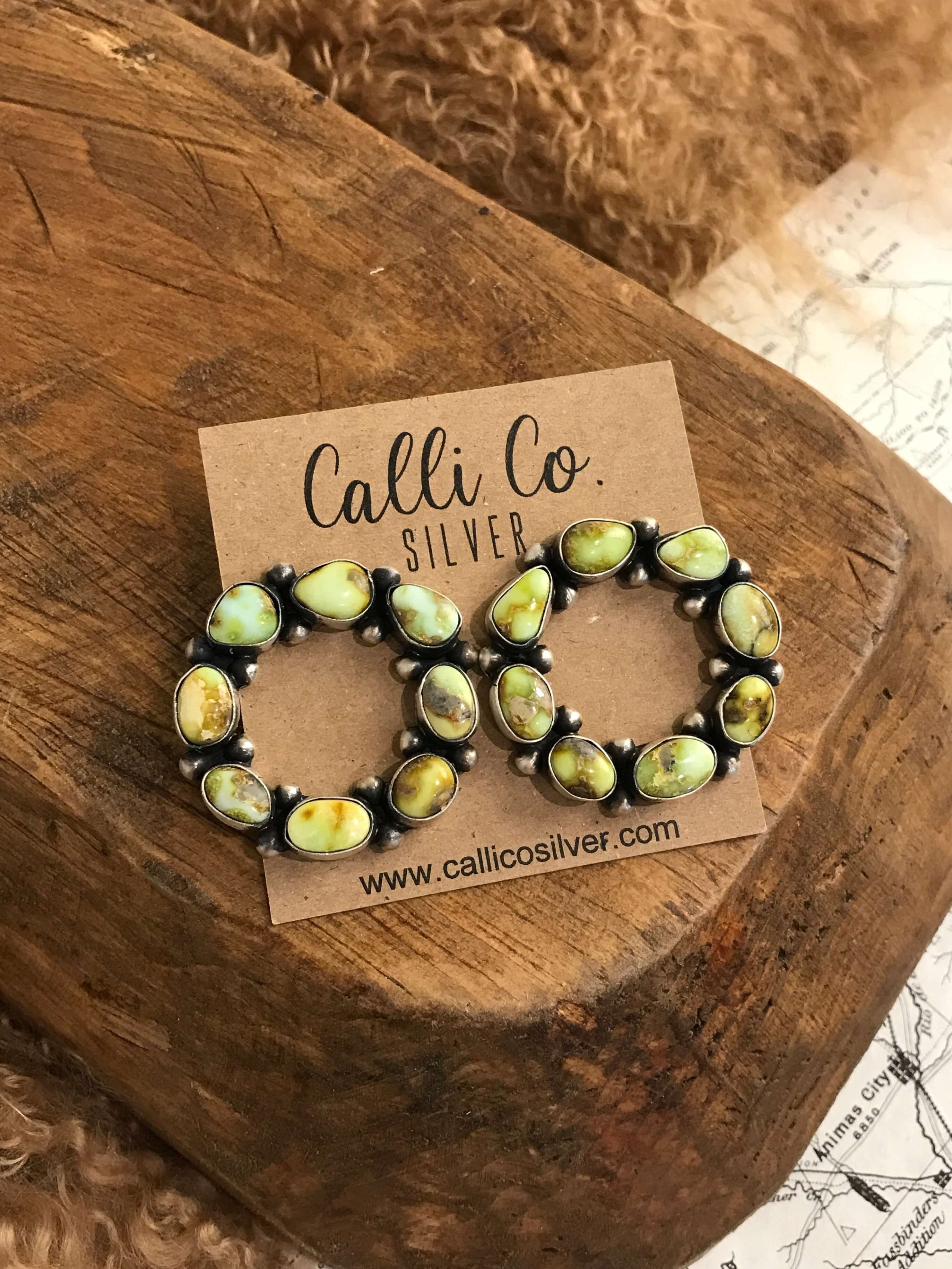 The Palomino Cluster Earrings-Earrings-Calli Co., Turquoise and Silver Jewelry, Native American Handmade, Zuni Tribe, Navajo Tribe, Brock Texas