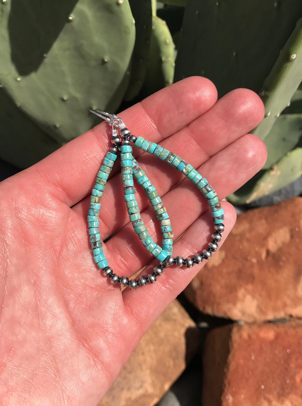 The Ami Earrings-Earrings-Calli Co., Turquoise and Silver Jewelry, Native American Handmade, Zuni Tribe, Navajo Tribe, Brock Texas