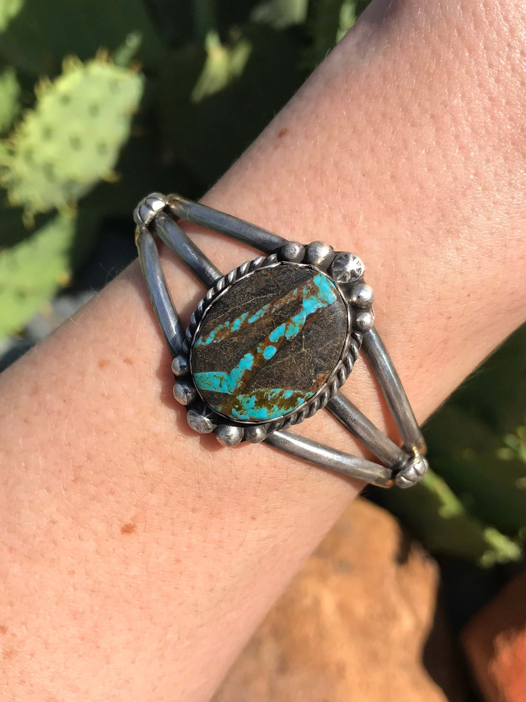The Rocky Mount Cuff-Bracelets & Cuffs-Calli Co., Turquoise and Silver Jewelry, Native American Handmade, Zuni Tribe, Navajo Tribe, Brock Texas