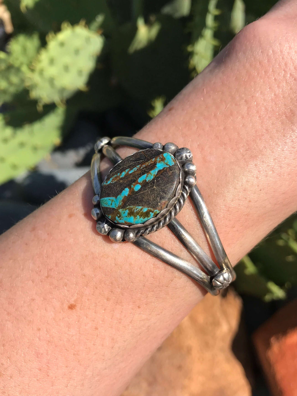 The Rocky Mount Cuff-Bracelets & Cuffs-Calli Co., Turquoise and Silver Jewelry, Native American Handmade, Zuni Tribe, Navajo Tribe, Brock Texas