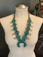 The Cusco Turquoise Squash Blossom Necklace Set-Necklaces-Calli Co., Turquoise and Silver Jewelry, Native American Handmade, Zuni Tribe, Navajo Tribe, Brock Texas