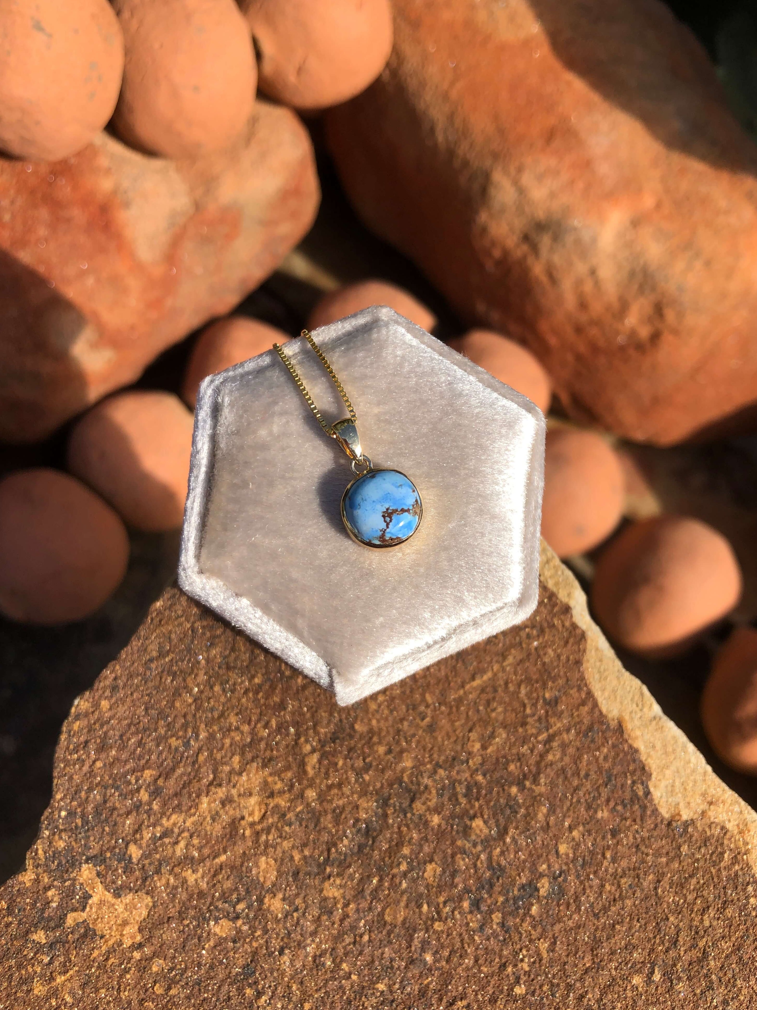 The Nordic 14k and Turquoise Pendant, 23-Pendants-Calli Co., Turquoise and Silver Jewelry, Native American Handmade, Zuni Tribe, Navajo Tribe, Brock Texas