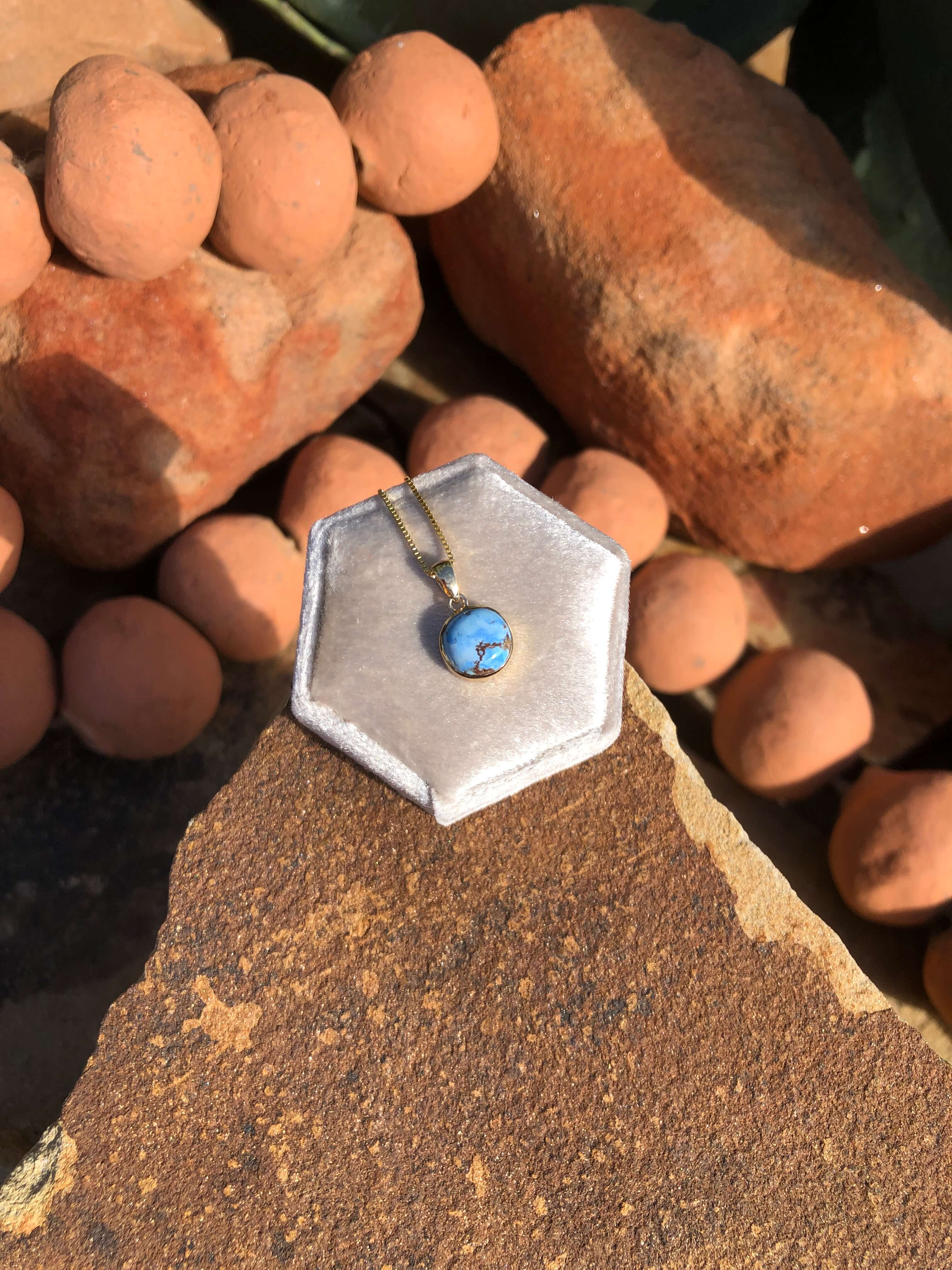 The Nordic 14k and Turquoise Pendant, 23-Pendants-Calli Co., Turquoise and Silver Jewelry, Native American Handmade, Zuni Tribe, Navajo Tribe, Brock Texas