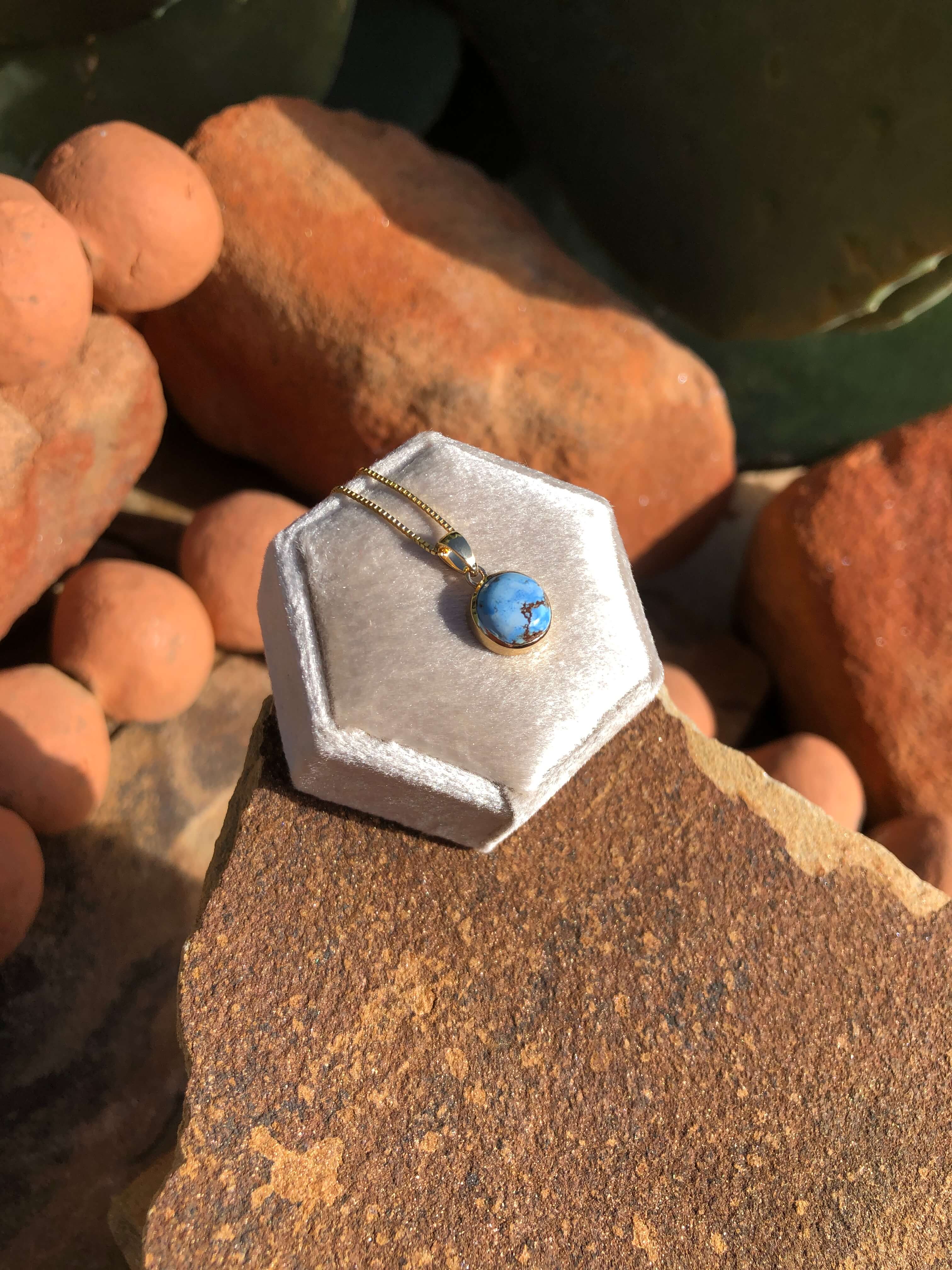 The Nordic 14k and Turquoise Pendant, 23-Pendants-Calli Co., Turquoise and Silver Jewelry, Native American Handmade, Zuni Tribe, Navajo Tribe, Brock Texas