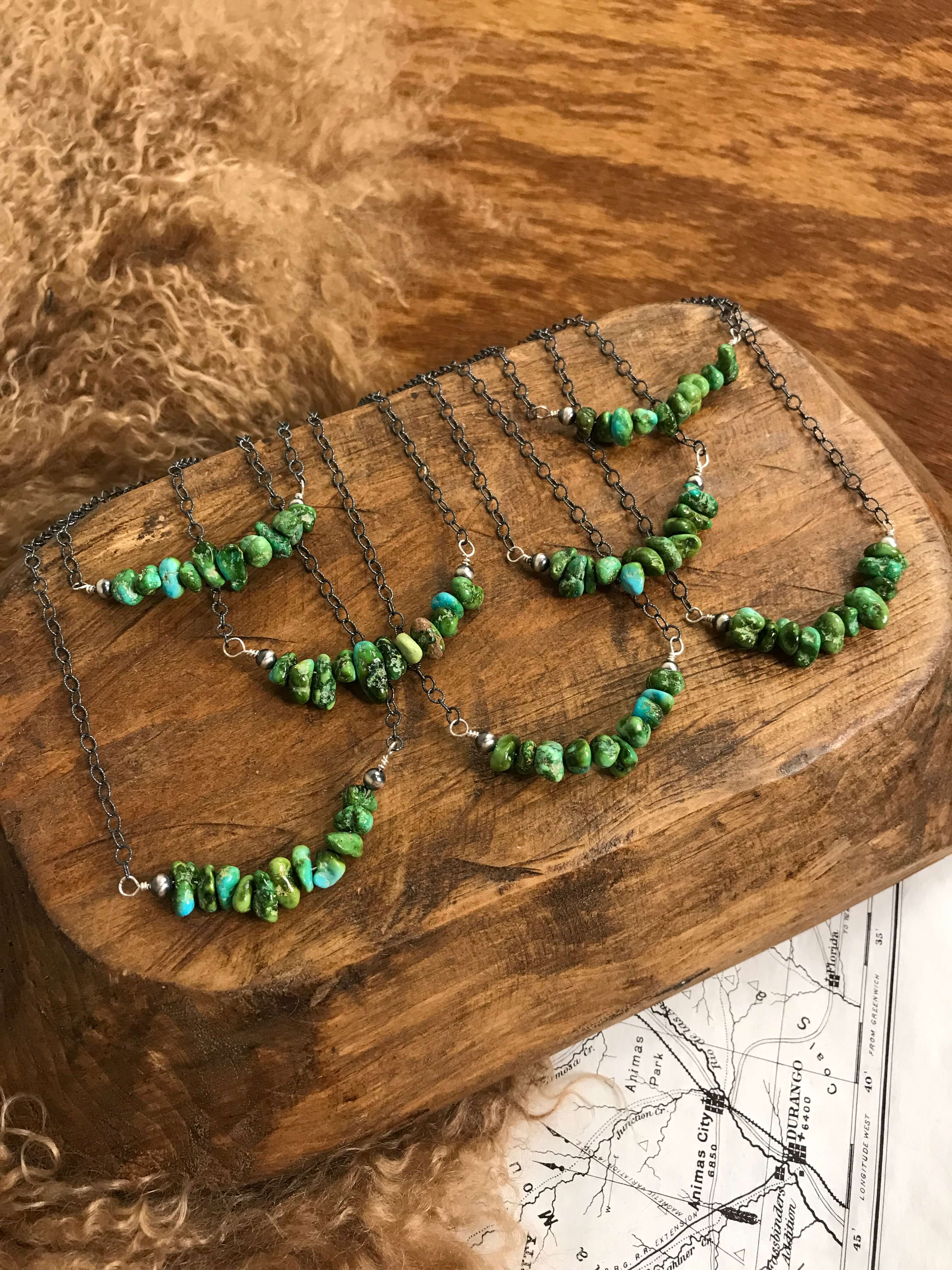 The Bryer Necklaces-Necklaces-Calli Co., Turquoise and Silver Jewelry, Native American Handmade, Zuni Tribe, Navajo Tribe, Brock Texas