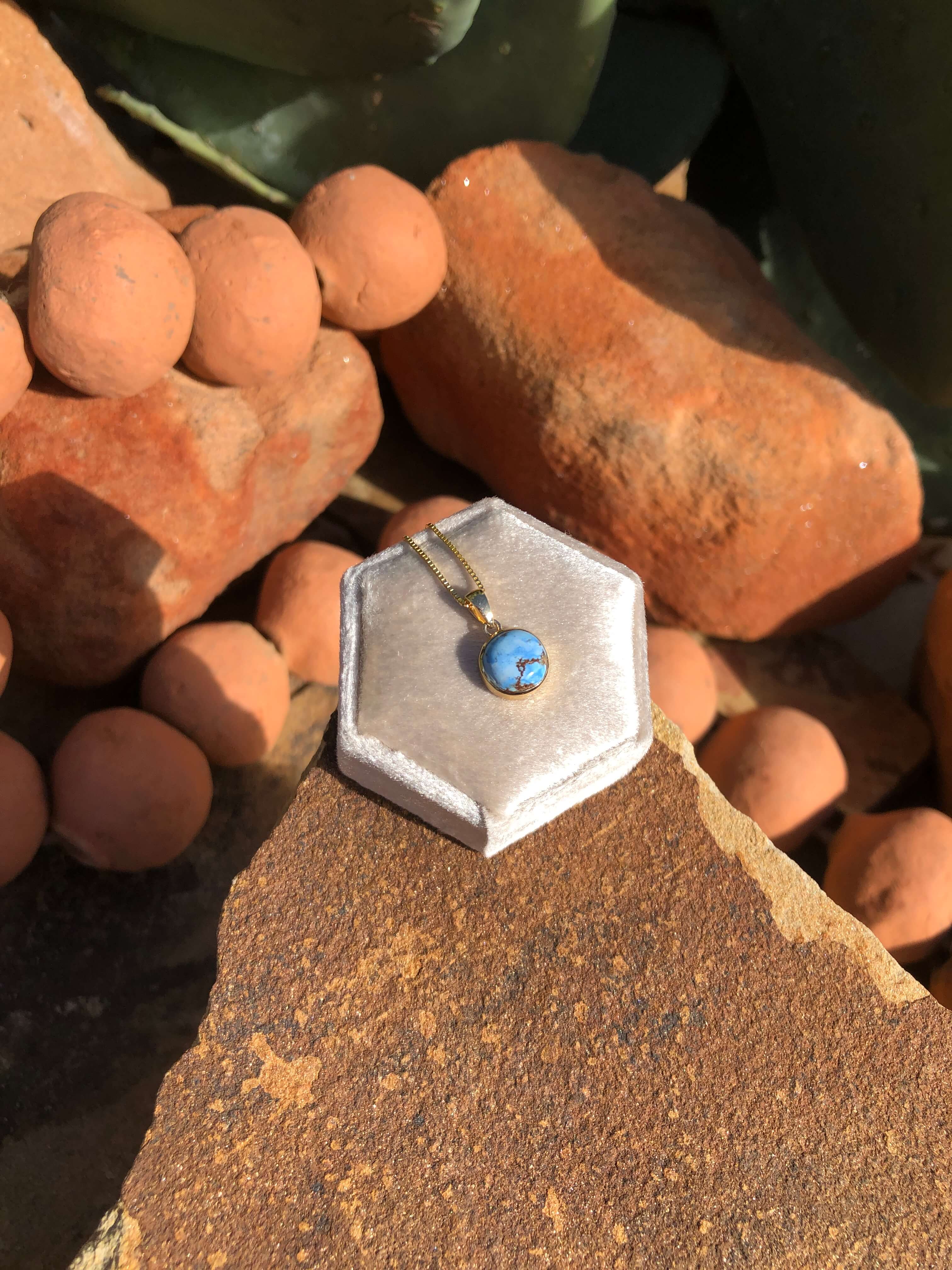 The Nordic 14k and Turquoise Pendant, 23-Pendants-Calli Co., Turquoise and Silver Jewelry, Native American Handmade, Zuni Tribe, Navajo Tribe, Brock Texas