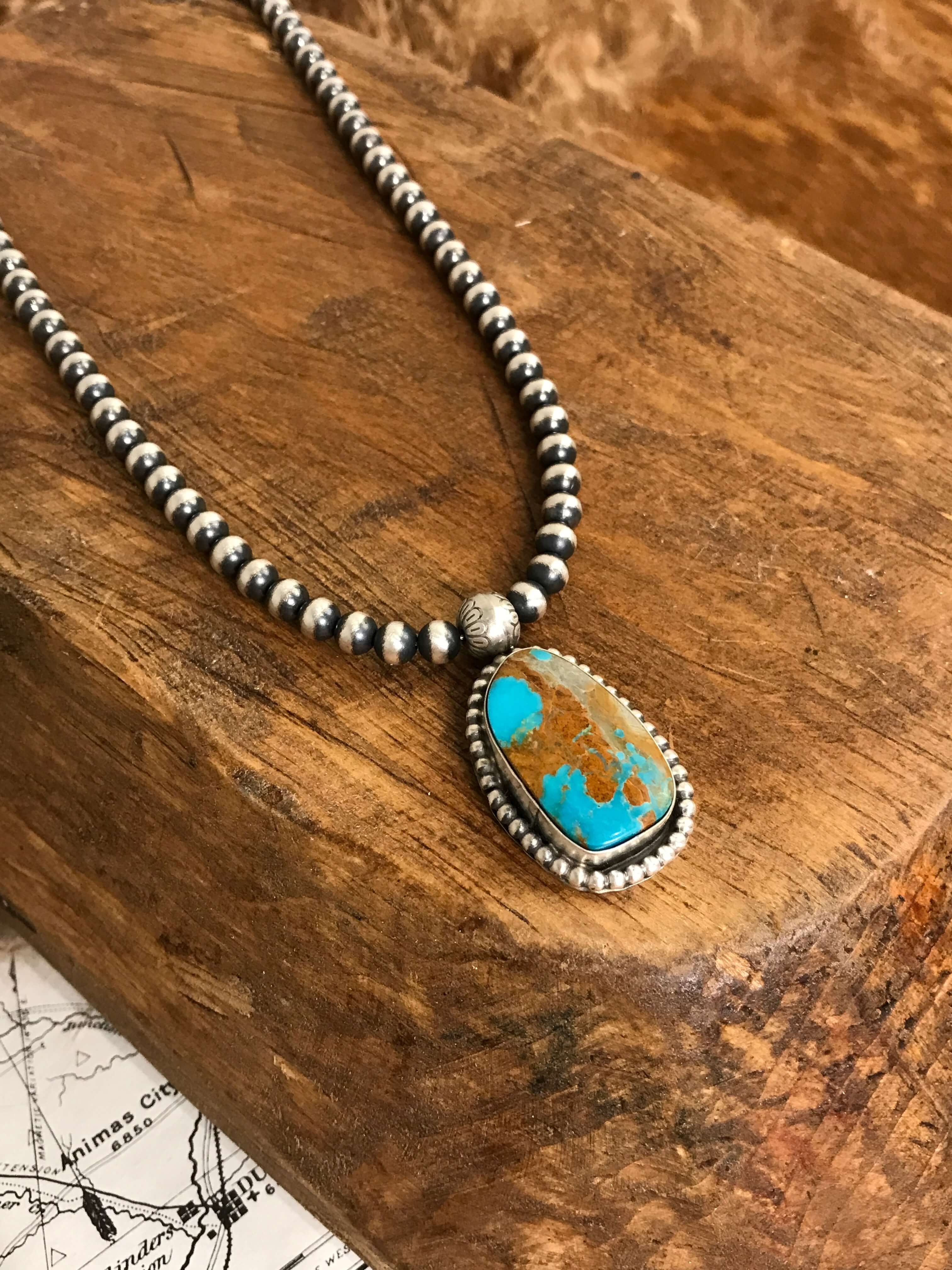 The Emerson Necklace, 6-Necklaces-Calli Co., Turquoise and Silver Jewelry, Native American Handmade, Zuni Tribe, Navajo Tribe, Brock Texas