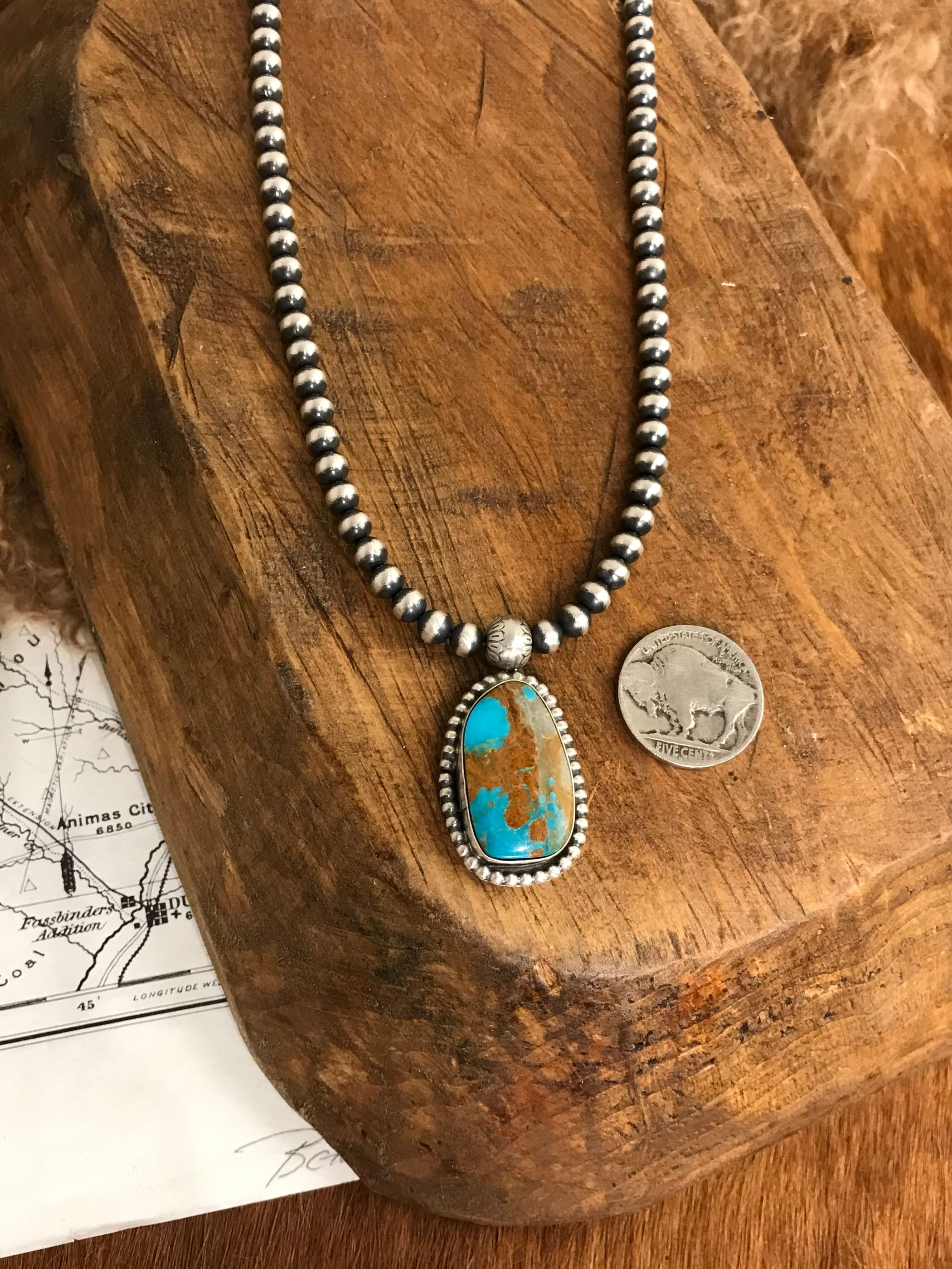 The Emerson Necklace, 6-Necklaces-Calli Co., Turquoise and Silver Jewelry, Native American Handmade, Zuni Tribe, Navajo Tribe, Brock Texas