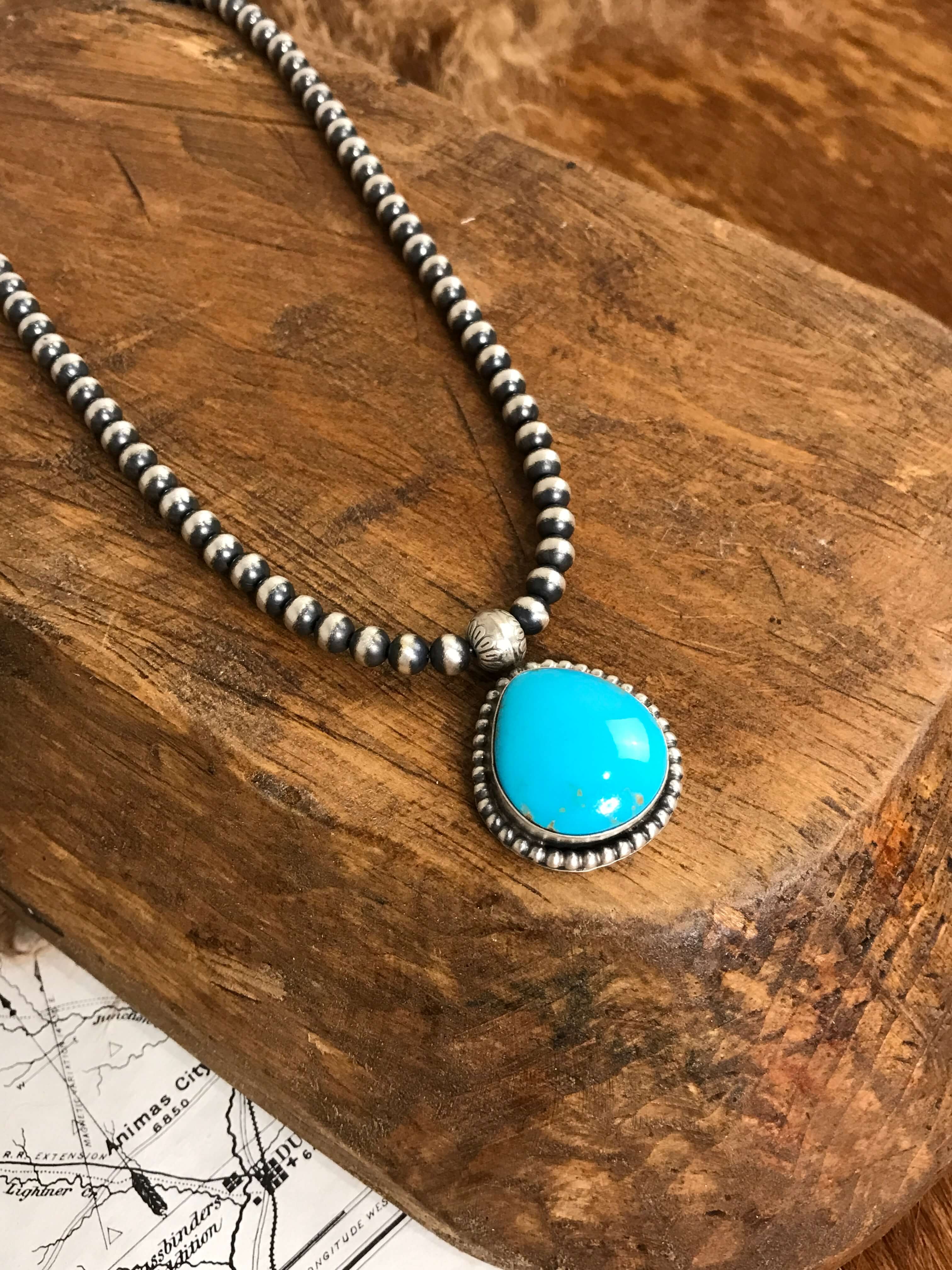 The Emerson Necklace, 7-Necklaces-Calli Co., Turquoise and Silver Jewelry, Native American Handmade, Zuni Tribe, Navajo Tribe, Brock Texas