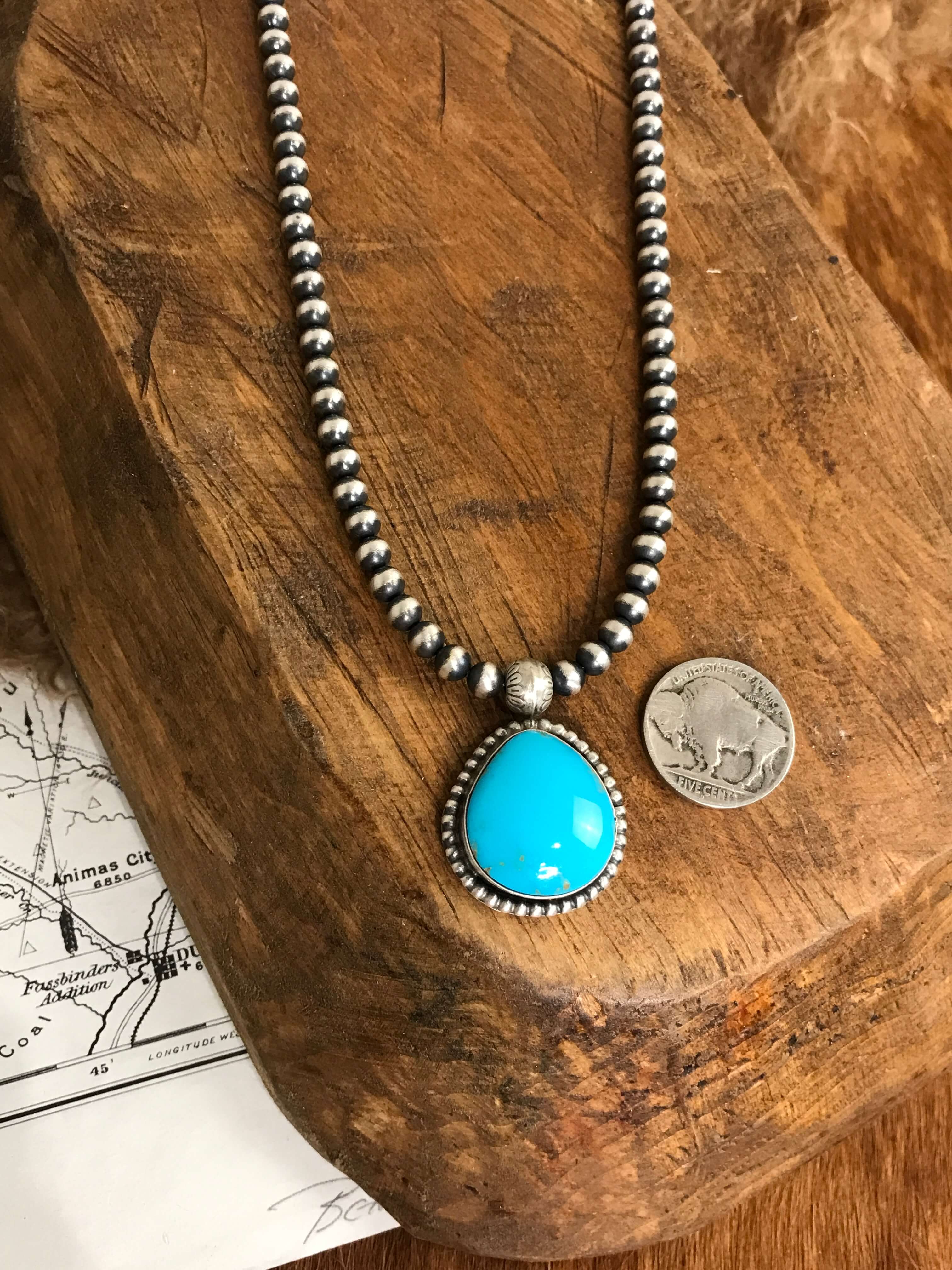 The Emerson Necklace, 7-Necklaces-Calli Co., Turquoise and Silver Jewelry, Native American Handmade, Zuni Tribe, Navajo Tribe, Brock Texas