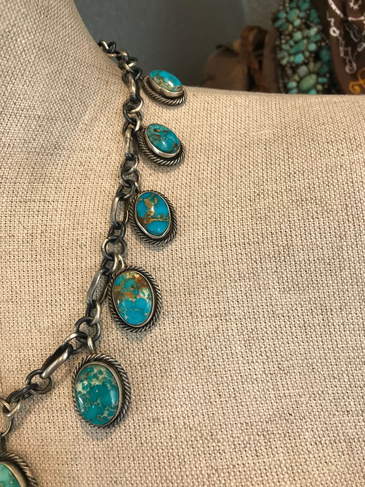 The Chapman Turquoise Charm Necklace-Necklaces-Calli Co., Turquoise and Silver Jewelry, Native American Handmade, Zuni Tribe, Navajo Tribe, Brock Texas