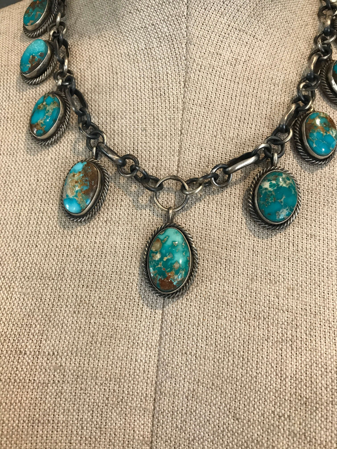 The Chapman Turquoise Charm Necklace-Necklaces-Calli Co., Turquoise and Silver Jewelry, Native American Handmade, Zuni Tribe, Navajo Tribe, Brock Texas