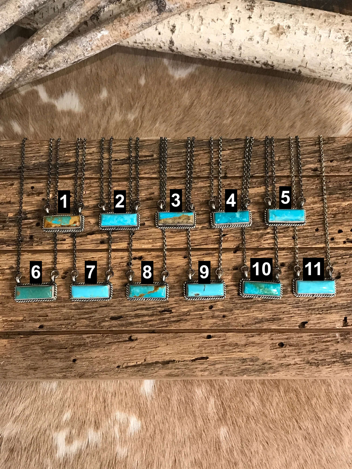The Little Chief Turquoise Bar Necklaces-Necklaces-Calli Co., Turquoise and Silver Jewelry, Native American Handmade, Zuni Tribe, Navajo Tribe, Brock Texas