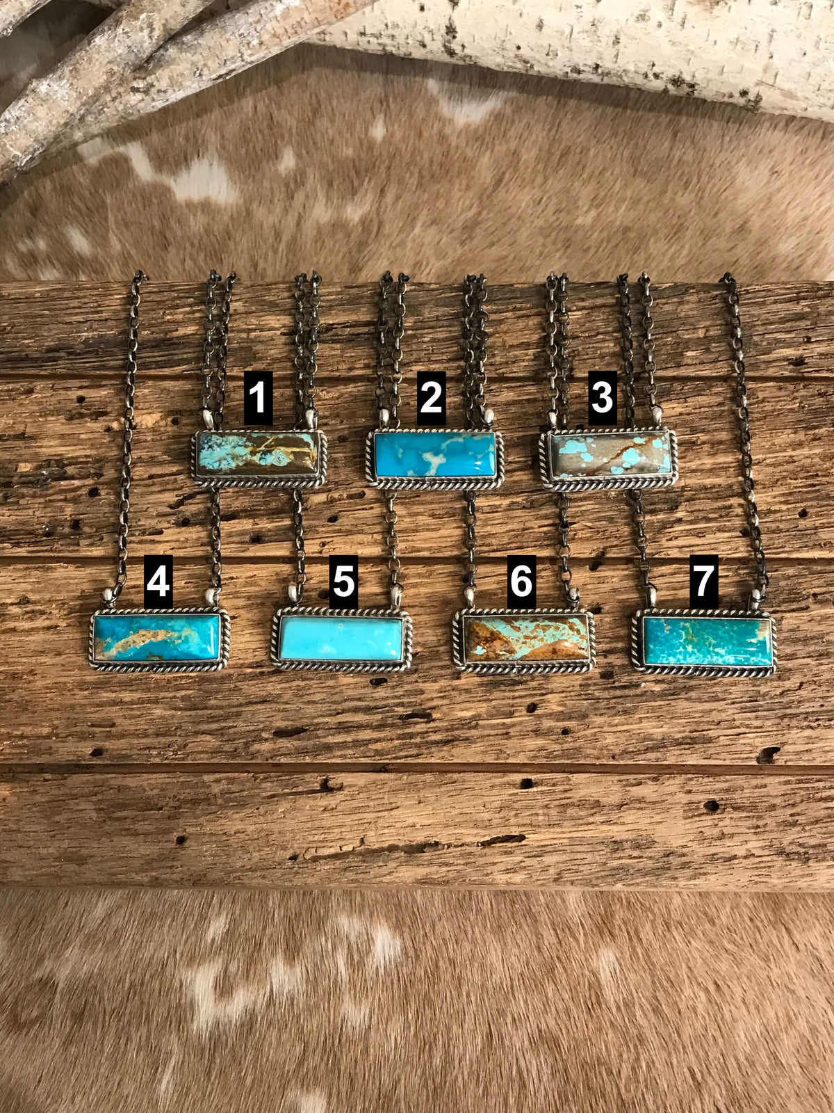 The Big Chief Turquoise Bar Necklaces-Necklaces-Calli Co., Turquoise and Silver Jewelry, Native American Handmade, Zuni Tribe, Navajo Tribe, Brock Texas