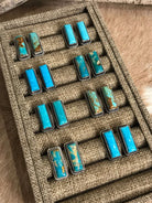 The Little Chief Turquoise Bar Earrings-Earrings-Calli Co., Turquoise and Silver Jewelry, Native American Handmade, Zuni Tribe, Navajo Tribe, Brock Texas