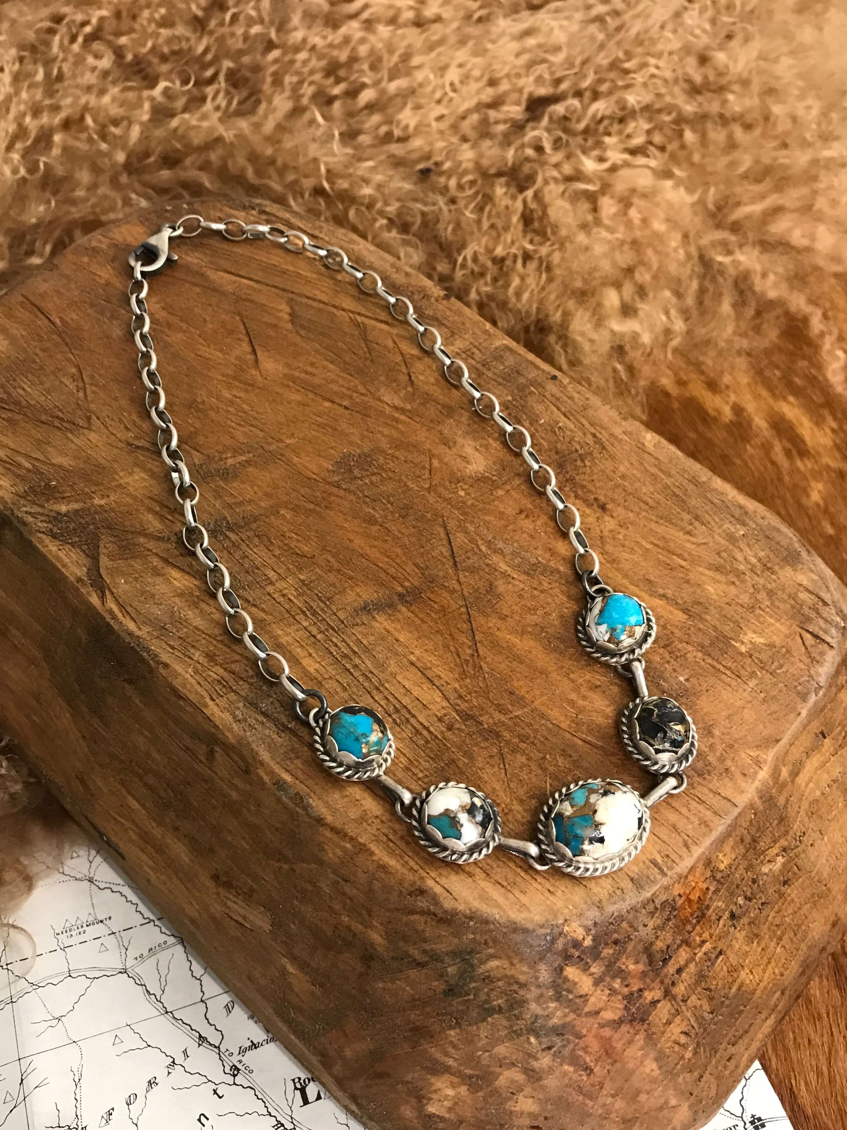 The Lulu Necklace, 2-Necklaces-Calli Co., Turquoise and Silver Jewelry, Native American Handmade, Zuni Tribe, Navajo Tribe, Brock Texas