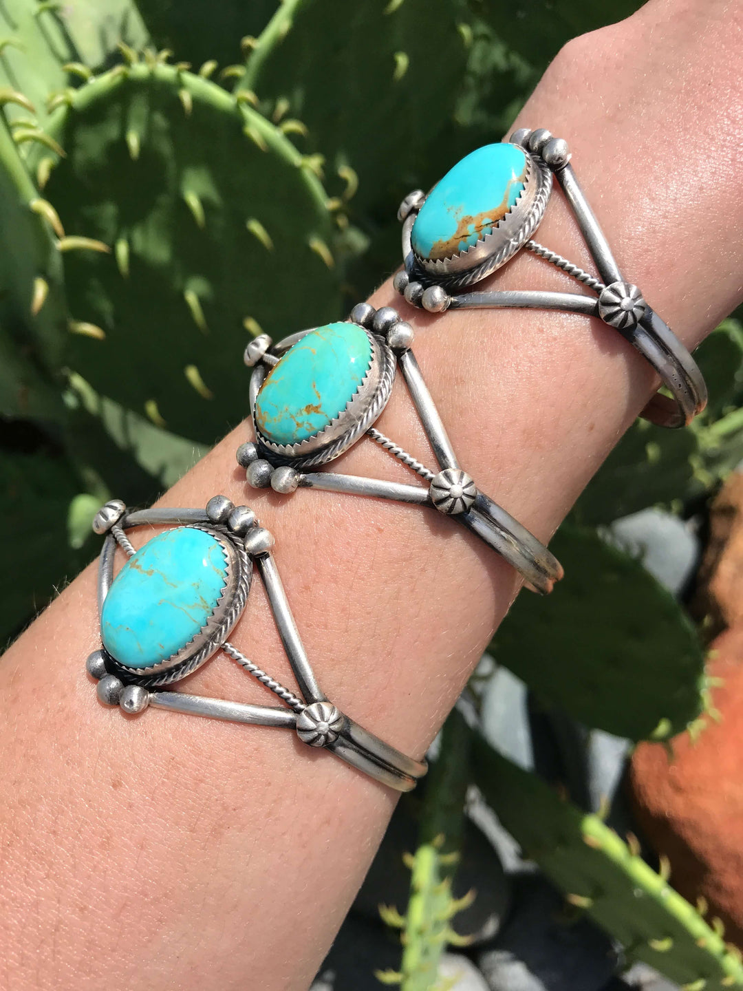 The Gwinnett Cuffs-Bracelets & Cuffs-Calli Co., Turquoise and Silver Jewelry, Native American Handmade, Zuni Tribe, Navajo Tribe, Brock Texas