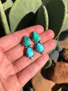 The Muse Turquoise Earrings, 1-Earrings-Calli Co., Turquoise and Silver Jewelry, Native American Handmade, Zuni Tribe, Navajo Tribe, Brock Texas