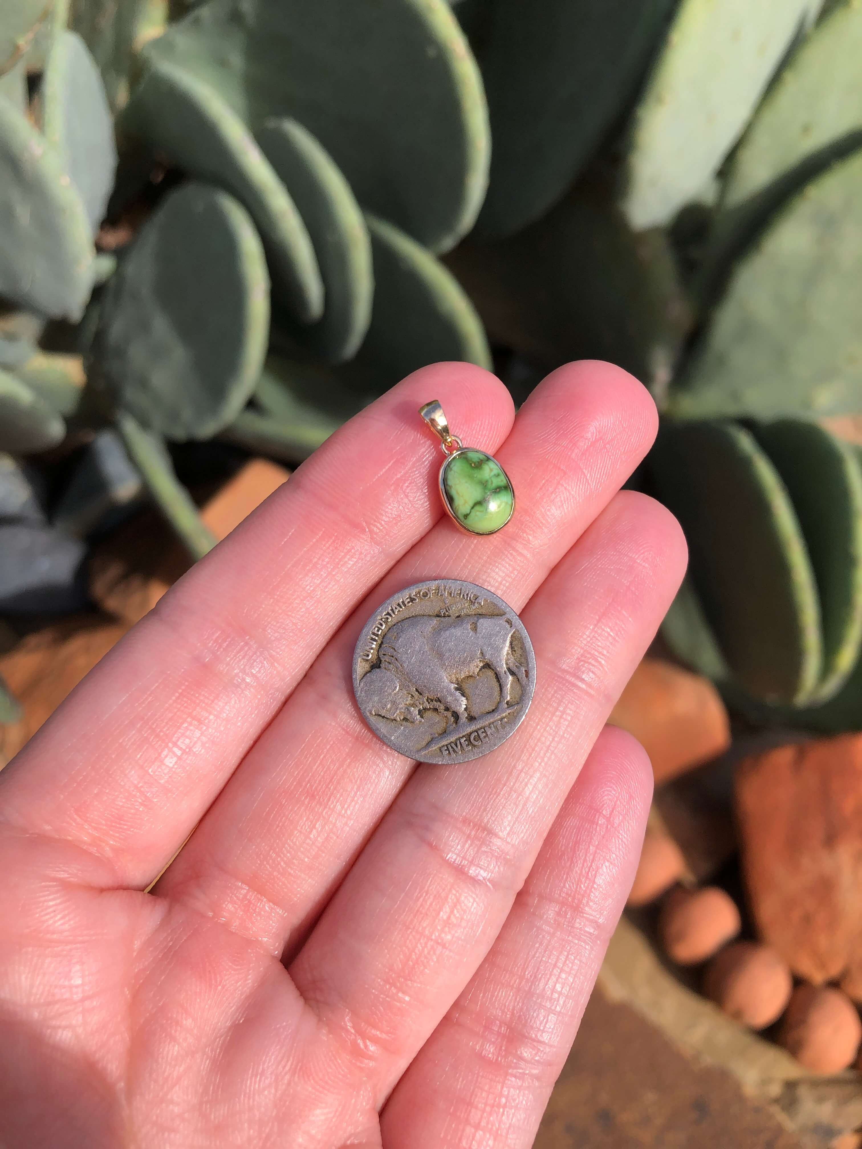 The Nordic 14k and Turquoise Pendant, 18-Pendants-Calli Co., Turquoise and Silver Jewelry, Native American Handmade, Zuni Tribe, Navajo Tribe, Brock Texas