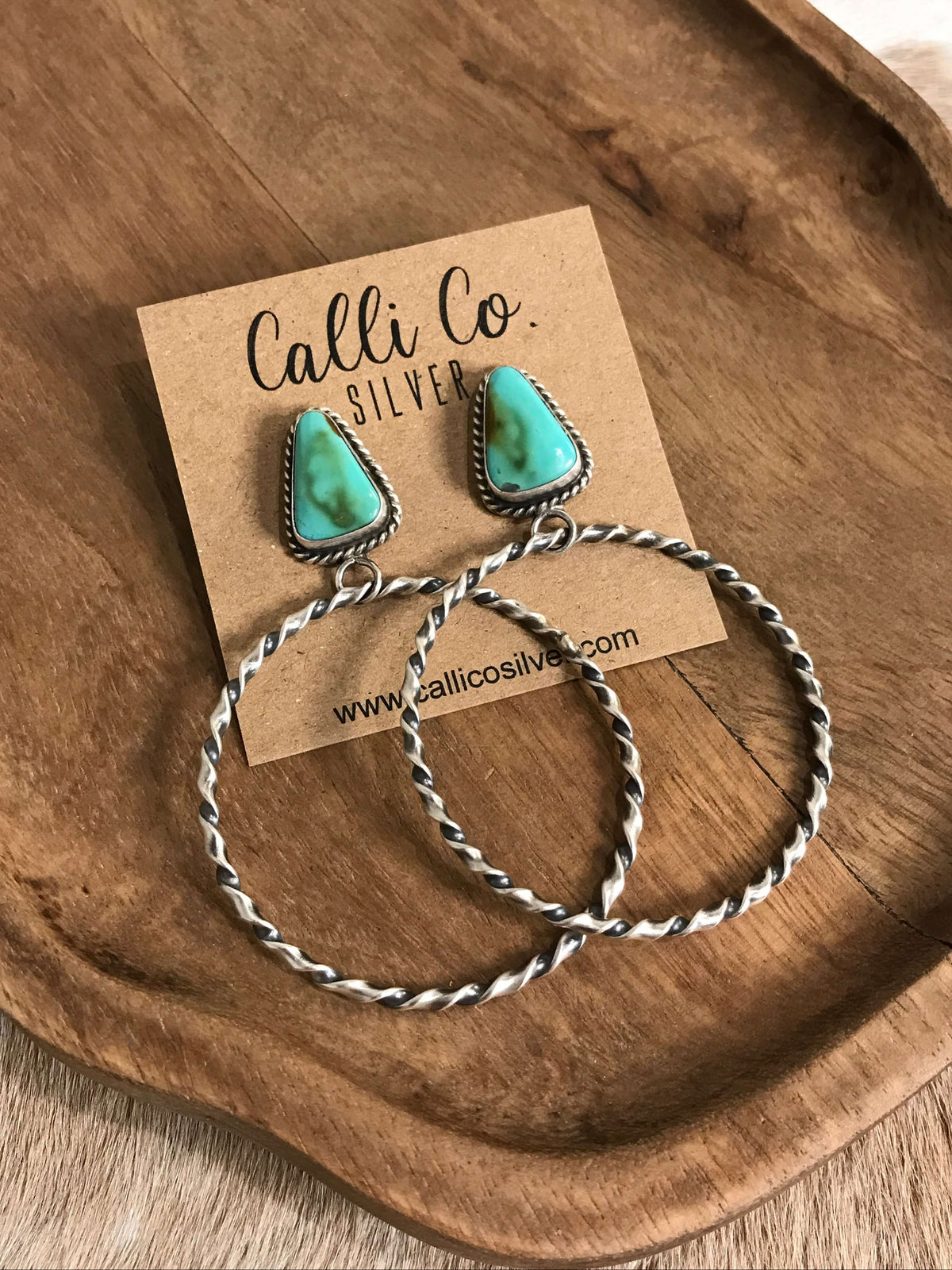 The Swain Hoop Earrings, 54-Earrings-Calli Co., Turquoise and Silver Jewelry, Native American Handmade, Zuni Tribe, Navajo Tribe, Brock Texas