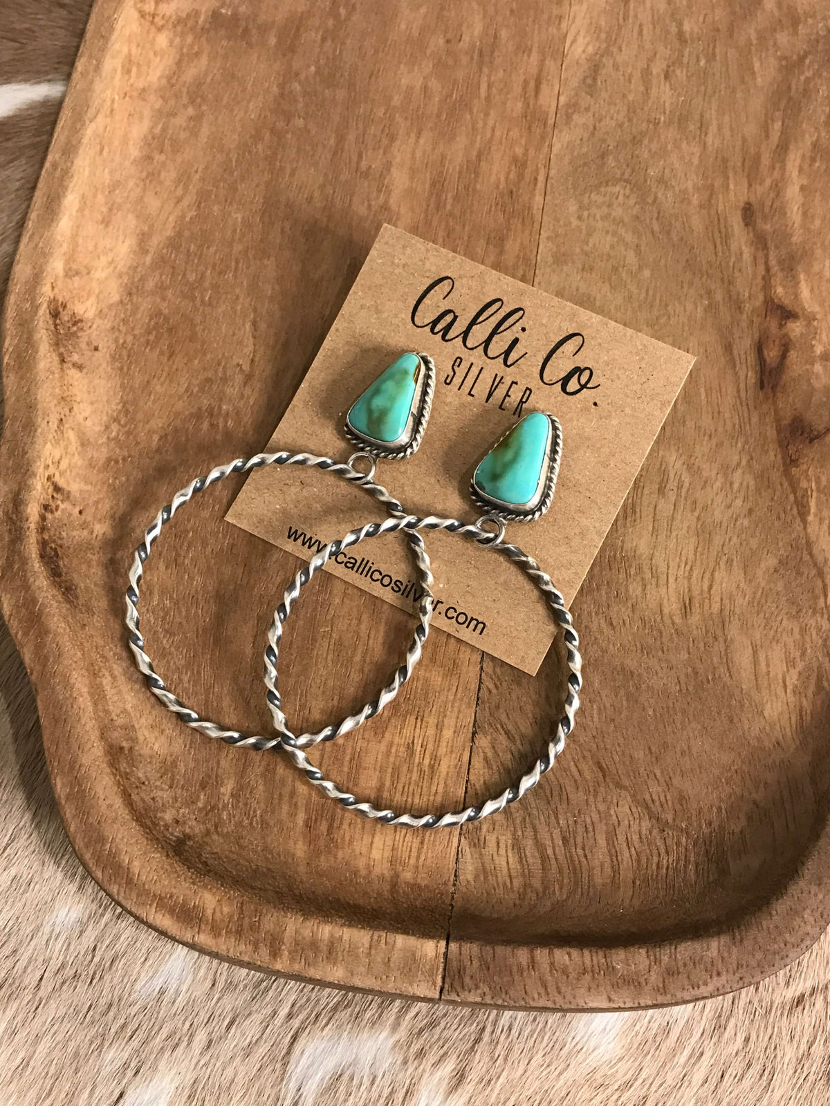 The Swain Hoop Earrings, 54-Earrings-Calli Co., Turquoise and Silver Jewelry, Native American Handmade, Zuni Tribe, Navajo Tribe, Brock Texas