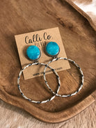 The Swain Hoop Earrings, 36-Earrings-Calli Co., Turquoise and Silver Jewelry, Native American Handmade, Zuni Tribe, Navajo Tribe, Brock Texas