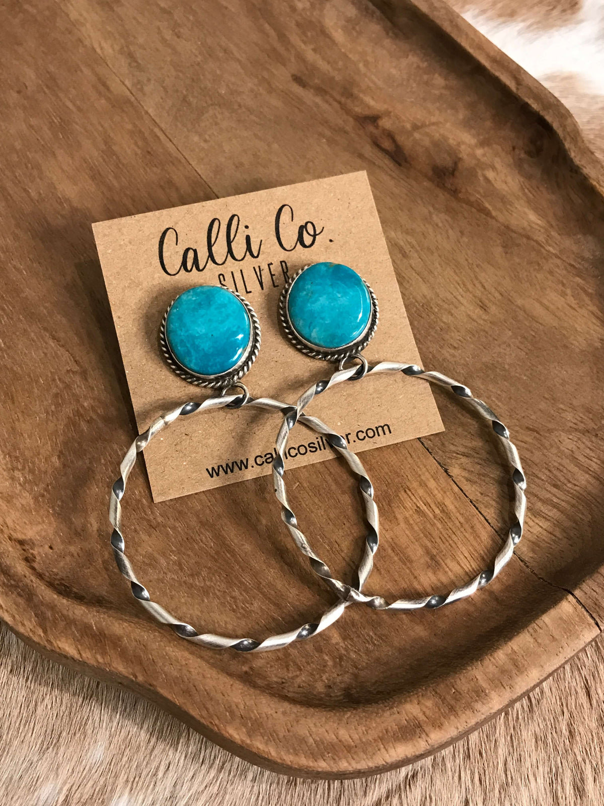 The Swain Hoop Earrings, 36-Earrings-Calli Co., Turquoise and Silver Jewelry, Native American Handmade, Zuni Tribe, Navajo Tribe, Brock Texas