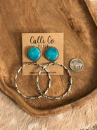 The Swain Hoop Earrings, 36-Earrings-Calli Co., Turquoise and Silver Jewelry, Native American Handmade, Zuni Tribe, Navajo Tribe, Brock Texas