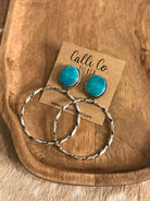 The Swain Hoop Earrings, 36-Earrings-Calli Co., Turquoise and Silver Jewelry, Native American Handmade, Zuni Tribe, Navajo Tribe, Brock Texas