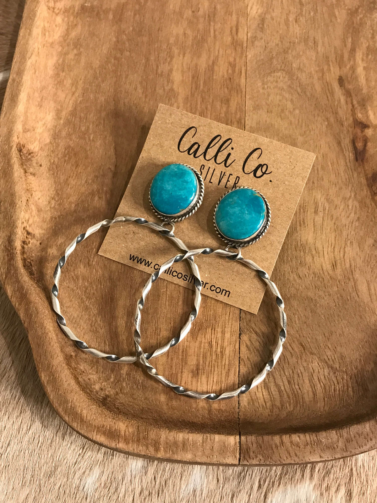 The Swain Hoop Earrings, 36-Earrings-Calli Co., Turquoise and Silver Jewelry, Native American Handmade, Zuni Tribe, Navajo Tribe, Brock Texas