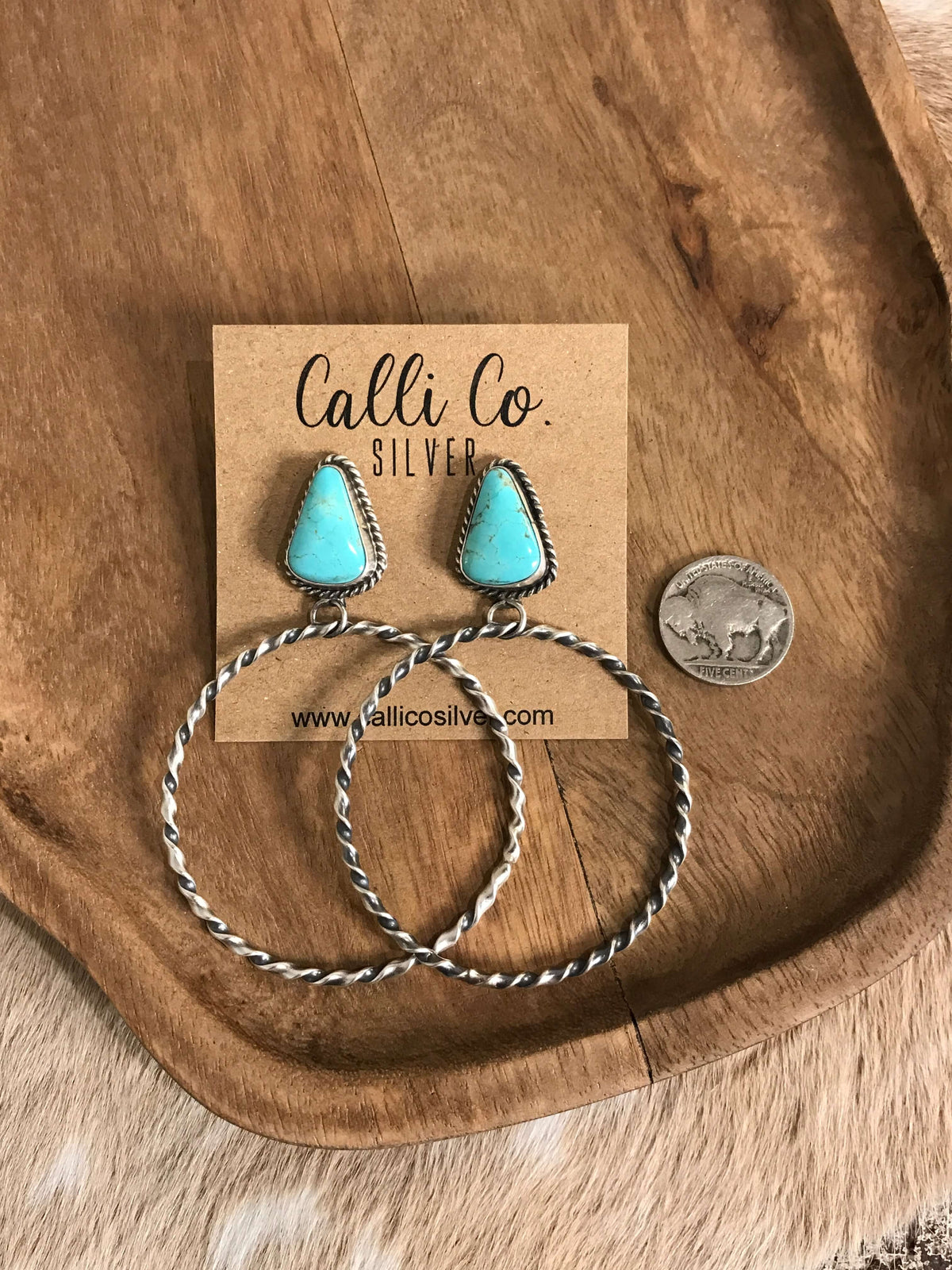 The Swain Hoop Earrings, 37-Earrings-Calli Co., Turquoise and Silver Jewelry, Native American Handmade, Zuni Tribe, Navajo Tribe, Brock Texas