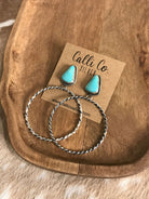 The Swain Hoop Earrings, 37-Earrings-Calli Co., Turquoise and Silver Jewelry, Native American Handmade, Zuni Tribe, Navajo Tribe, Brock Texas