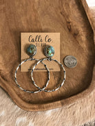 The Swain Hoop Earrings, 38-Earrings-Calli Co., Turquoise and Silver Jewelry, Native American Handmade, Zuni Tribe, Navajo Tribe, Brock Texas