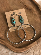 The Swain Hoop Earrings, 39-Earrings-Calli Co., Turquoise and Silver Jewelry, Native American Handmade, Zuni Tribe, Navajo Tribe, Brock Texas