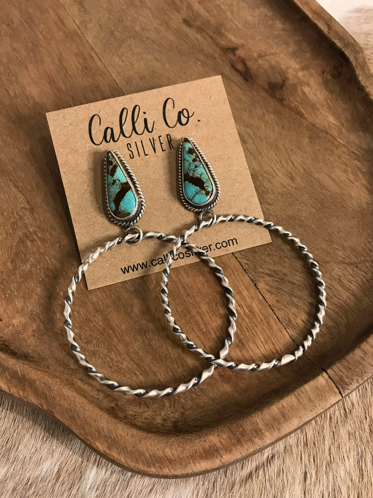 The Swain Hoop Earrings, 39-Earrings-Calli Co., Turquoise and Silver Jewelry, Native American Handmade, Zuni Tribe, Navajo Tribe, Brock Texas