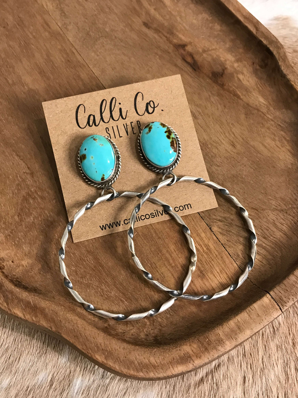 The Swain Hoop Earrings, 40-Earrings-Calli Co., Turquoise and Silver Jewelry, Native American Handmade, Zuni Tribe, Navajo Tribe, Brock Texas