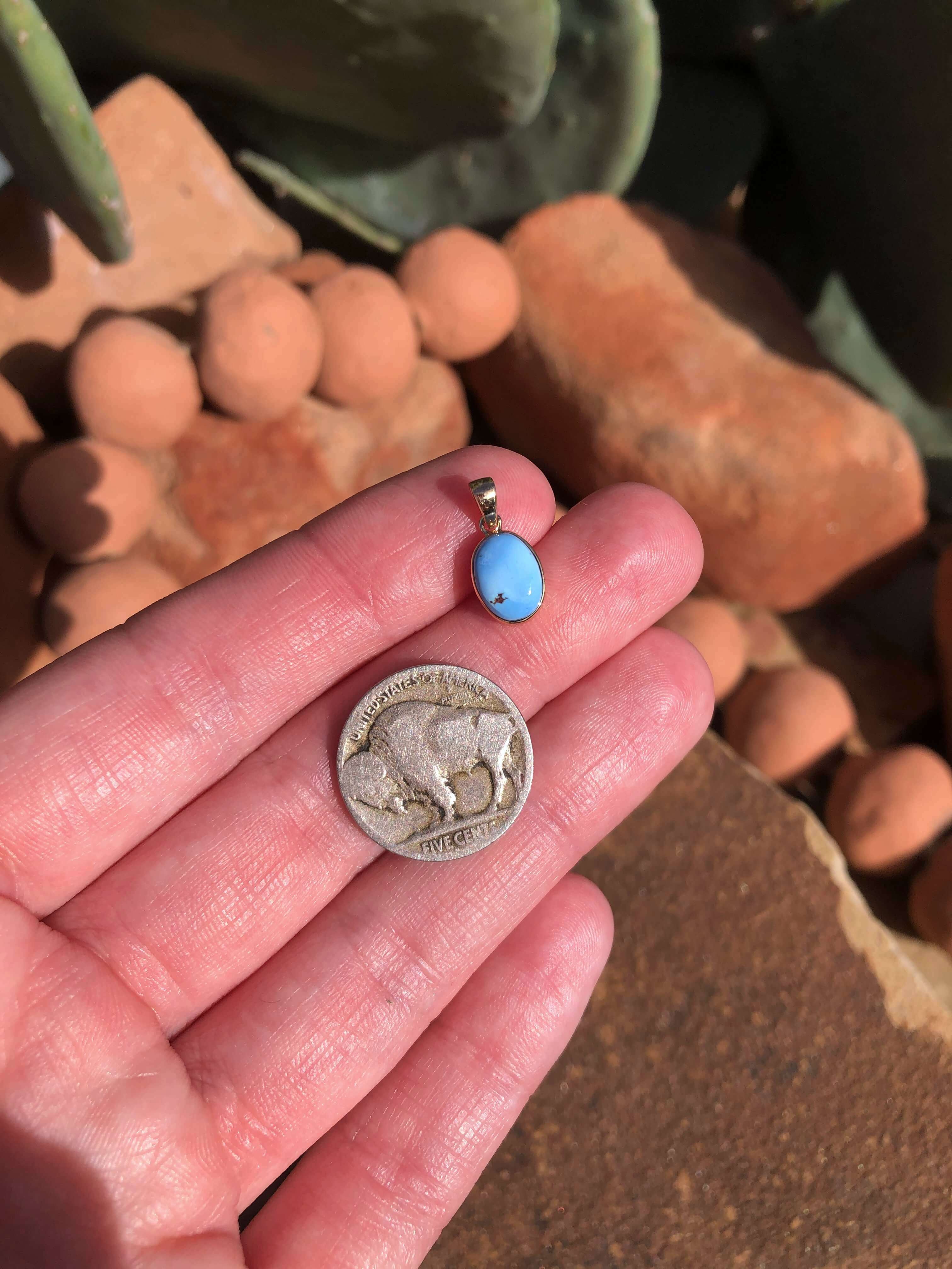 The Nordic 14k and Turquoise Pendant, 29-Pendants-Calli Co., Turquoise and Silver Jewelry, Native American Handmade, Zuni Tribe, Navajo Tribe, Brock Texas