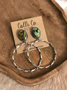 The Swain Hoop Earrings, 42-Earrings-Calli Co., Turquoise and Silver Jewelry, Native American Handmade, Zuni Tribe, Navajo Tribe, Brock Texas