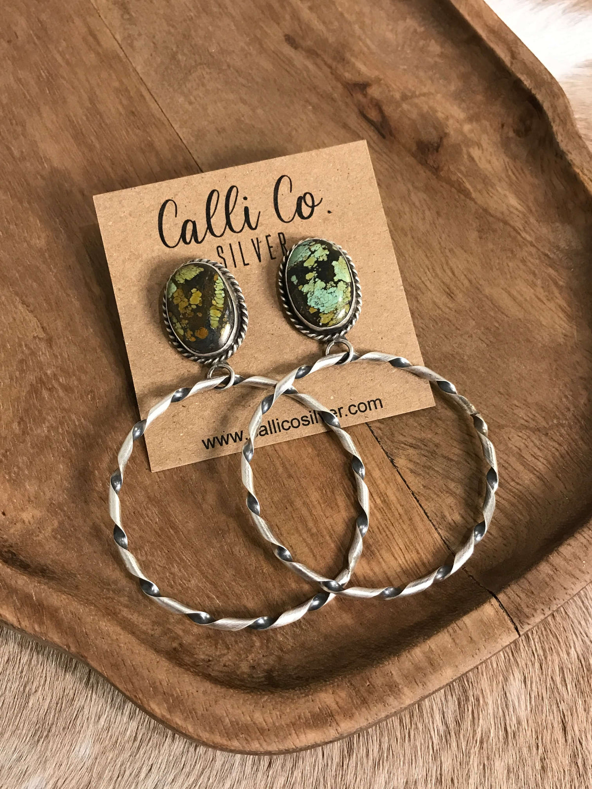 The Swain Hoop Earrings, 42-Earrings-Calli Co., Turquoise and Silver Jewelry, Native American Handmade, Zuni Tribe, Navajo Tribe, Brock Texas