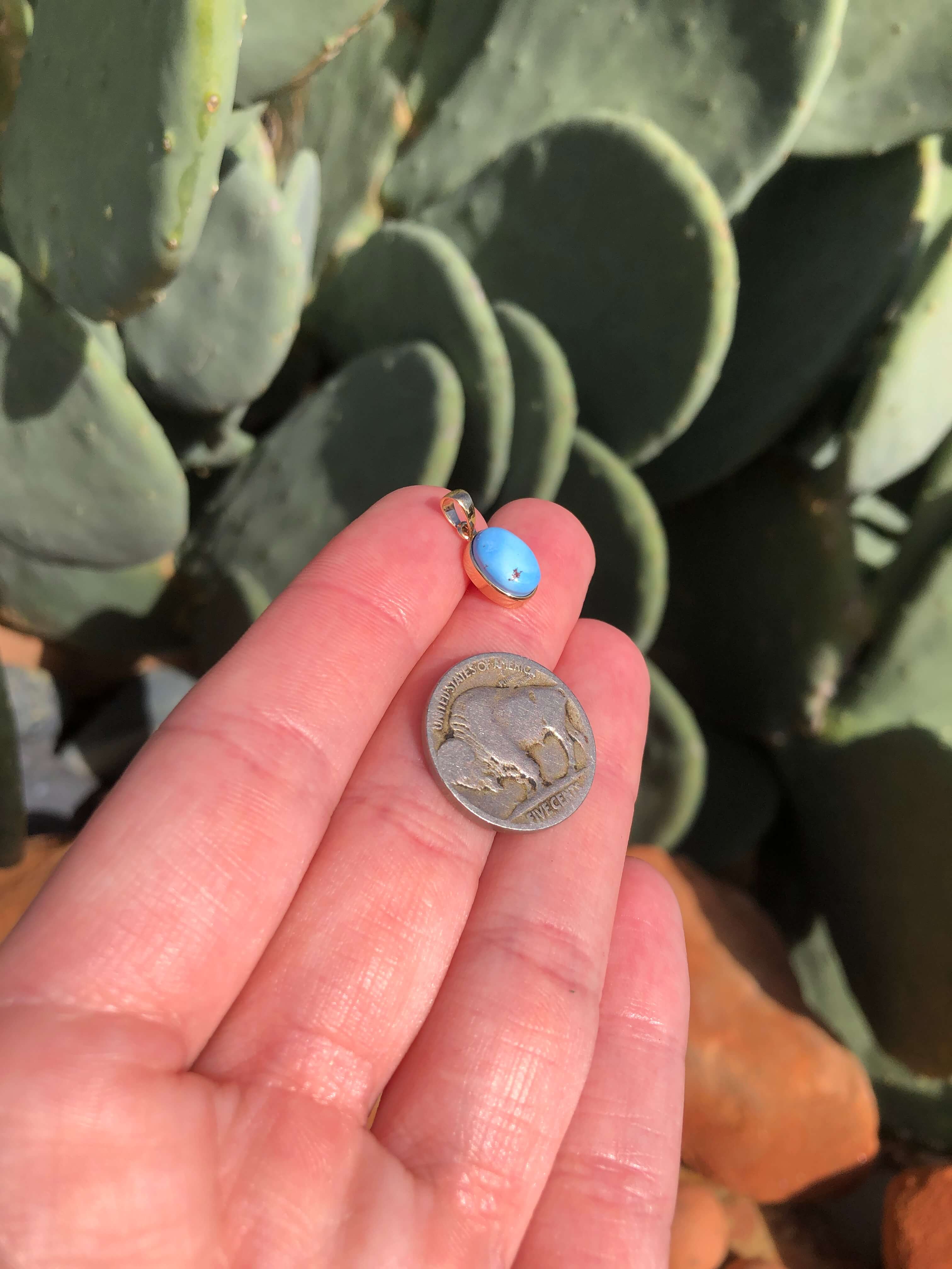 The Nordic 14k and Turquoise Pendant, 29-Pendants-Calli Co., Turquoise and Silver Jewelry, Native American Handmade, Zuni Tribe, Navajo Tribe, Brock Texas