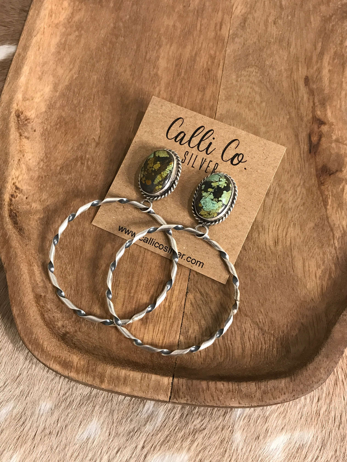The Swain Hoop Earrings, 42-Earrings-Calli Co., Turquoise and Silver Jewelry, Native American Handmade, Zuni Tribe, Navajo Tribe, Brock Texas