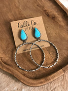 The Swain Hoop Earrings, 43-Earrings-Calli Co., Turquoise and Silver Jewelry, Native American Handmade, Zuni Tribe, Navajo Tribe, Brock Texas