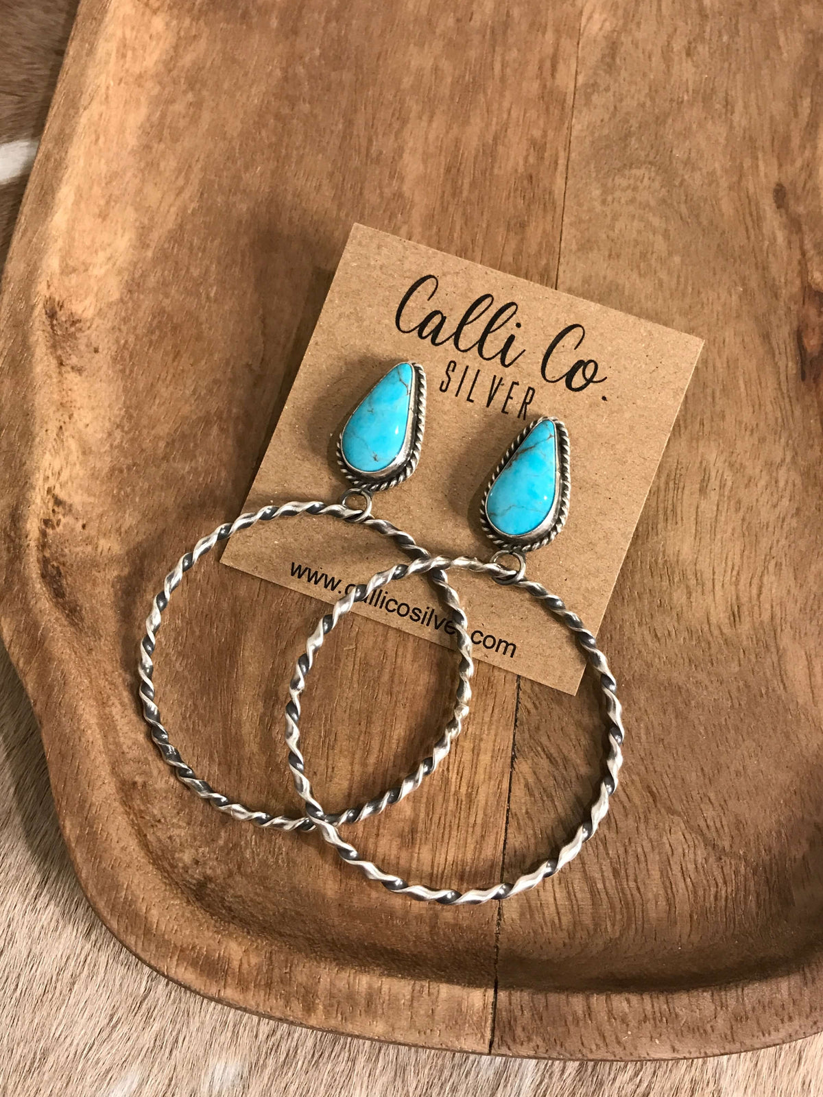 The Swain Hoop Earrings, 43-Earrings-Calli Co., Turquoise and Silver Jewelry, Native American Handmade, Zuni Tribe, Navajo Tribe, Brock Texas