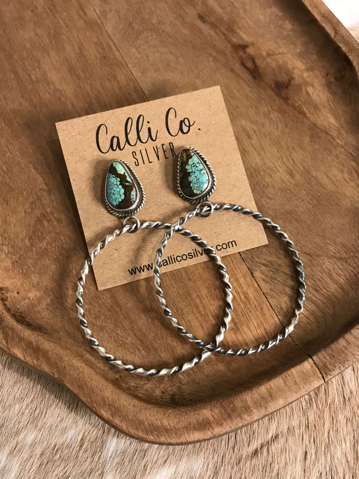 The Swain Hoop Earrings, 44-Earrings-Calli Co., Turquoise and Silver Jewelry, Native American Handmade, Zuni Tribe, Navajo Tribe, Brock Texas