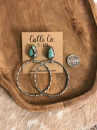 The Swain Hoop Earrings, 44-Earrings-Calli Co., Turquoise and Silver Jewelry, Native American Handmade, Zuni Tribe, Navajo Tribe, Brock Texas