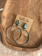 The Swain Hoop Earrings, 44-Earrings-Calli Co., Turquoise and Silver Jewelry, Native American Handmade, Zuni Tribe, Navajo Tribe, Brock Texas